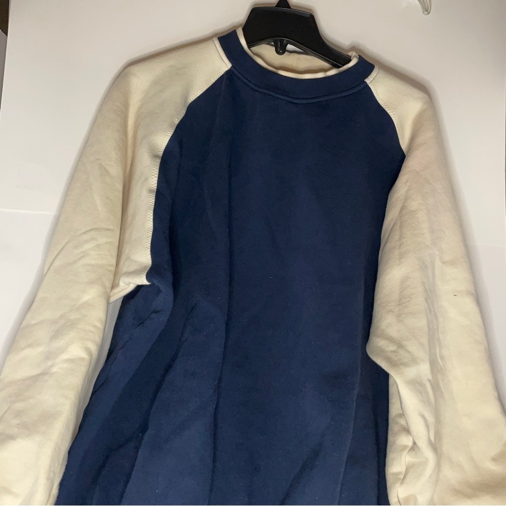 Vintage International Waters Cotton Sweater Navy Blue And White Mens Large.